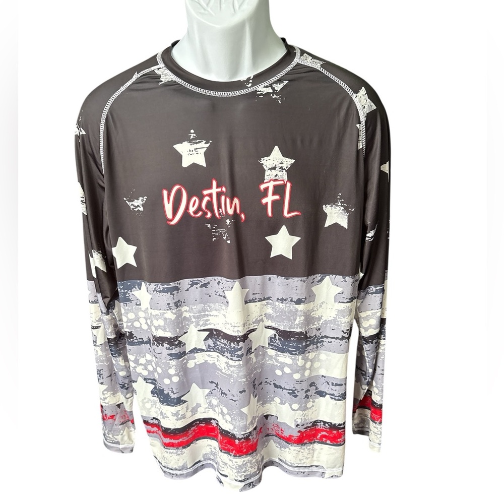 Alvin’s Island Stars & Stripes UPF 50 Long Sleeve Beach Shirt, Men’s Medium